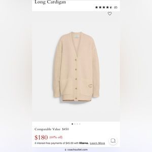 ISO (in search of) Coach Long Cardigan, XS